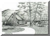 An Appalachian Cabin, Western North Carolina; pen & ink drawing by Lee James Pantas