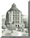 Asheville City Building, Asheville, NC; pen & ink drawing by Lee James Pantas