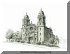 Basilica of St. Lawrence, Asheville, NC; pen & ink drawing by Lee James Pantas
