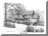 Bent Creek Lodge, Asheville, NC; pen & ink drawing by Lee James Pantas