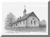 Bethabara Church, Winston Salem, NC; pen & ink drawing by Lee James Pantas