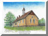 Bethabara Church, Winston Salem, NC; pen & ink drawing by Lee James Pantas