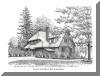Corner Oak Manor Bed & Breakfast, Asheville, NC; pen & ink drawing by Lee James Pantas