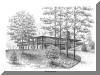 Cook Guesthouse, Christmount Christian Assembly, Black Mountain, NC; pen & ink drawing by Lee James Pantas