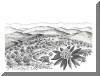 Craggy Gardens on the Blue Ridge Parkway, Western North Carolina; pen & ink drawing by Lee James Pantas