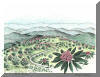 Craggy Gardens, Western North Carolina; pen & ink drawing by Lee James Pantas