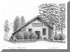 Estes Winn Antique Car Museum, Asheville, NC; pen & ink drawing by Lee James Pantas