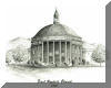 First Baptist Chruch, Asheville, NC; pen & ink drawing by Lee James Pantas