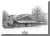 Flat Rock Playhouse, Flat Rock, NC; pen & ink drawing by Lee James Pantas