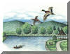 French Broad River, Western North Carolina; pen & ink drawing by Lee James Pantas