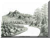 Grandfather Mountain, Western North Carolina; pen & ink drawing by Lee James Pantas