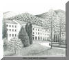 Lee Hall, Blue Ridge Assembly, Black Mountain, NC; pen & ink drawing by Lee James Pantas