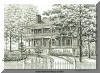 Smith McDowell House (in 1984), Asheville, NC; pen & ink drawing by Lee James Pantas