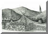The Grey Eagle Monument, Black Mountain, NC; pen & ink drawing by Lee James Pantas