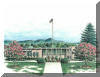 Quad, University of North Carolina at Asheville, Asheville, NC; pen & ink drawing by Lee James Pantas