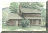 Vance Birthplace, Weaverville, NC; pen & ink drawing by Lee James Pantas