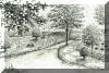 Botanical Gardens at Asheville, pen & ink drawing by Lee James Pantas