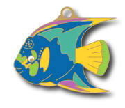 Gold Liza's Reef Queen Angelfish Cloisonne Earrings, www.lizasreef.com