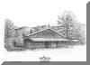 Flat Rock Playhouse,  pen & ink drawing by Lee James Pantas