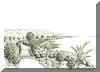 Greenwich Point Promenade,  pen & ink drawing by Lee James Pantas