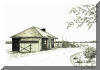 Greenwich Point Yacht Club,  pen & ink drawing by Lee James Pantas