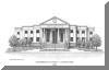 Henderson County Courthouse,  pen & ink drawing by Lee James Pantas