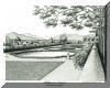 Biltmore Estate Italian Garden,  pen & ink drawing by Lee James Pantas