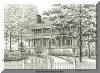 Smith McDowell House, pen & ink drawing by Lee James Pantas