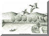French Broad River, pen & ink drawing by Lee James Pantas