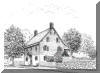 Winkler Bakery in Old Salem, pen & ink drawing by Lee James Panta